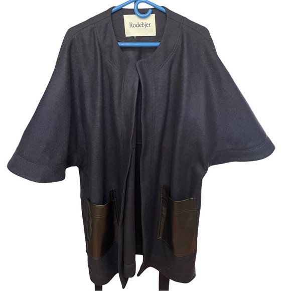 Women's Rodebjer Pinto Navy Blue Jacket Poncho – Size M/L, Elegant & Minimalist - Picture 4 of 11
